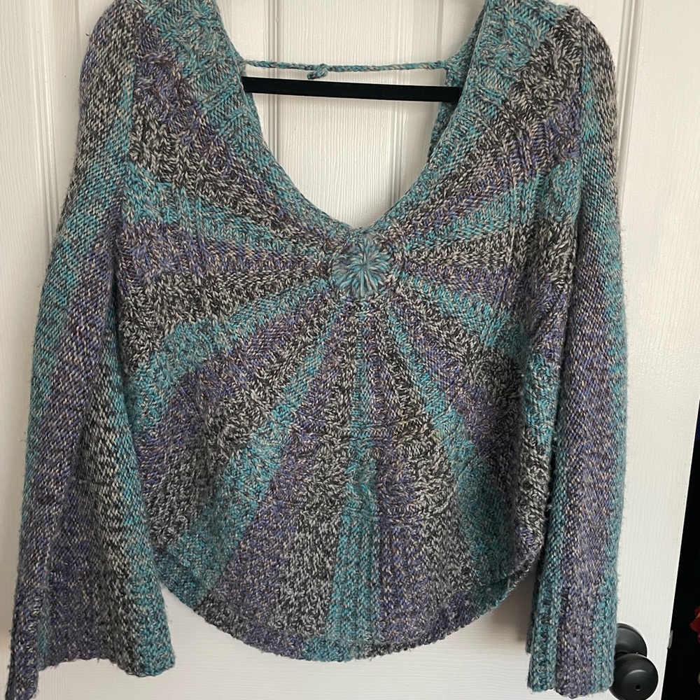 Free People V Neck Multi Colored Sweater